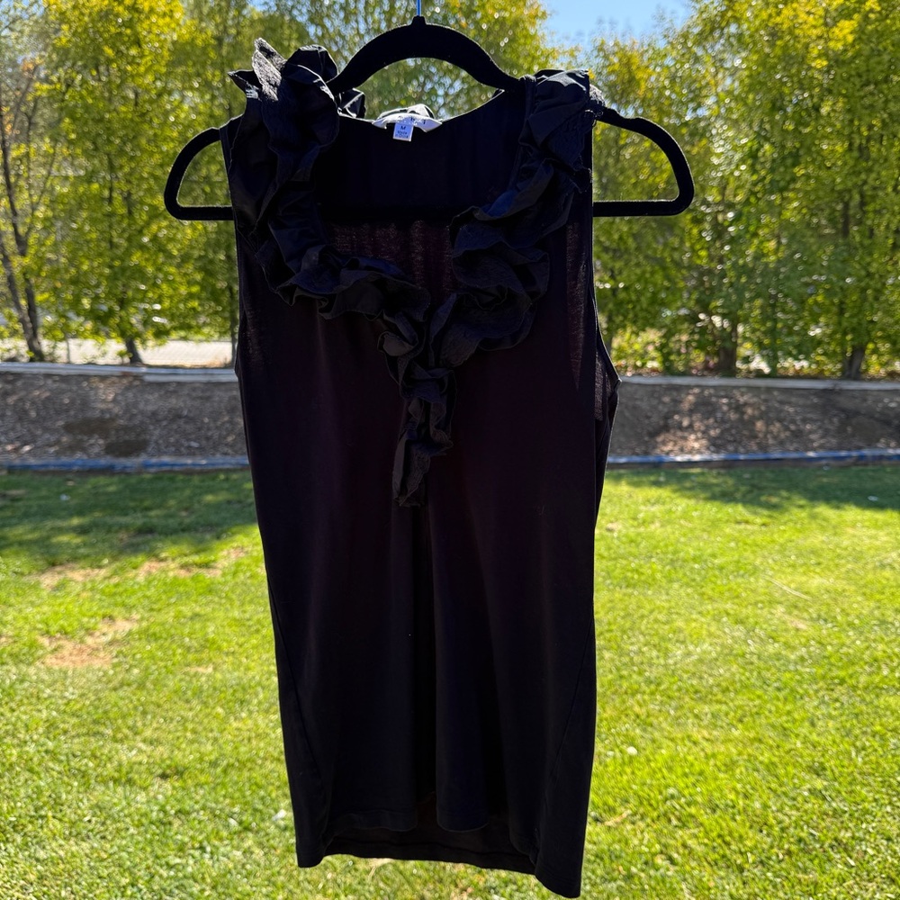CAbi Black Ruffled Sleeveless Tank Top #163